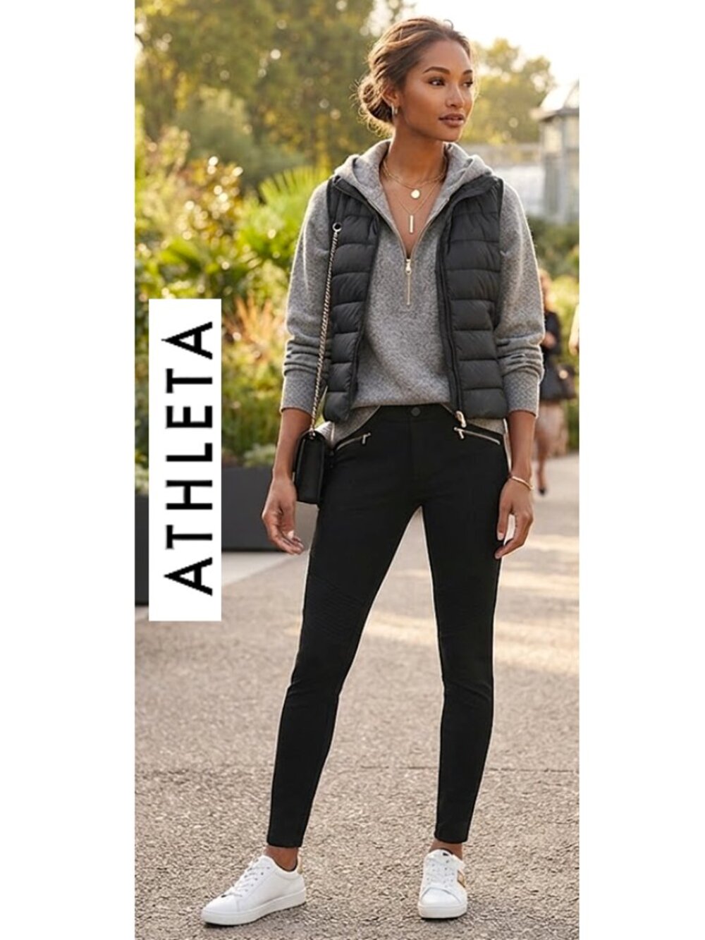 (3 for $30) ATHLETA - Black Ponte Twill Moto Pant